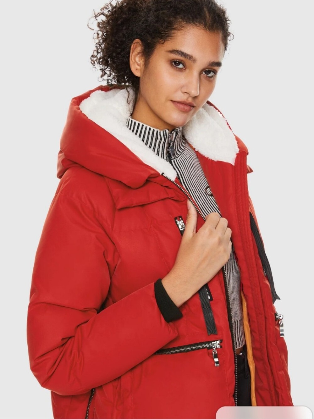 Orolay Thickened Down Jacket Red XS The Amazon Coat Sherpa Hood Puffer Parka